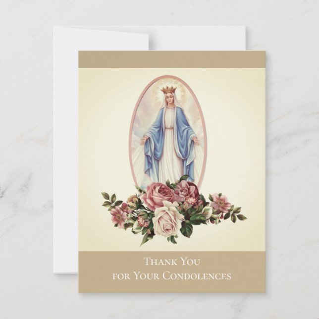 Virgin Mary Funeral Sympathy Holy Card Thank You (Front)
