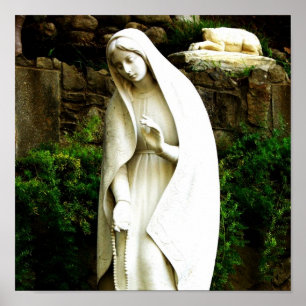 Virgin Mary Garden Statue Poster