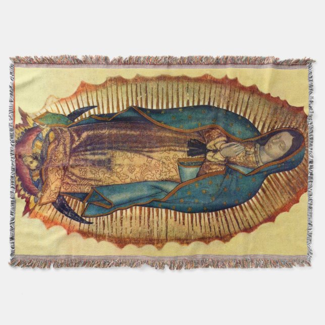 Virgin Mary Guadalupe Full Tilma Throw Blanket (Front)