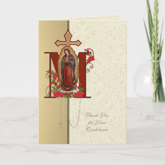 Virgin Mary Guadalupe  Religious Condolence Thank You Card (Front)