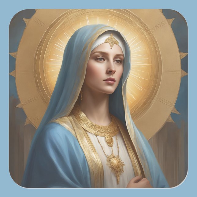 Virgin Mary Halo A Modern Catholic Icon Square Sticker (Creator Uploaded)