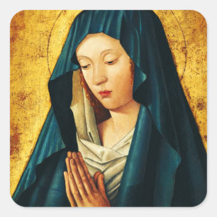 Virgin Mary Hodegetria Byzantine Catholic Icon Art Square Sticker