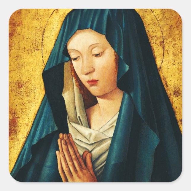 Virgin Mary Hodegetria Byzantine Catholic Icon Art Square Sticker (Front)
