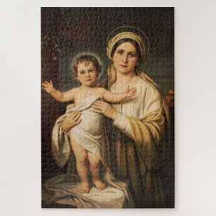 Virgin Mary holding baby Jesus  Jigsaw Puzzle