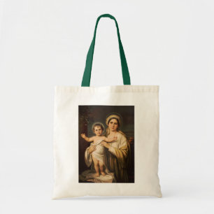 Virgin Mary holding baby Jesus Tote Bag