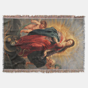 Virgin Mary Immaculate Heart Throw Blanket
