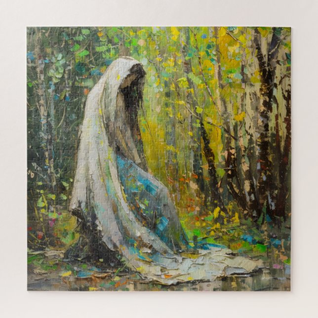 Virgin Mary in Forest Impressionism Jigsaw Puzzle (Vertical)