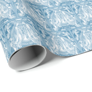 Virgin Mary & Jesus Blue & White Elegant Wrapping Paper
