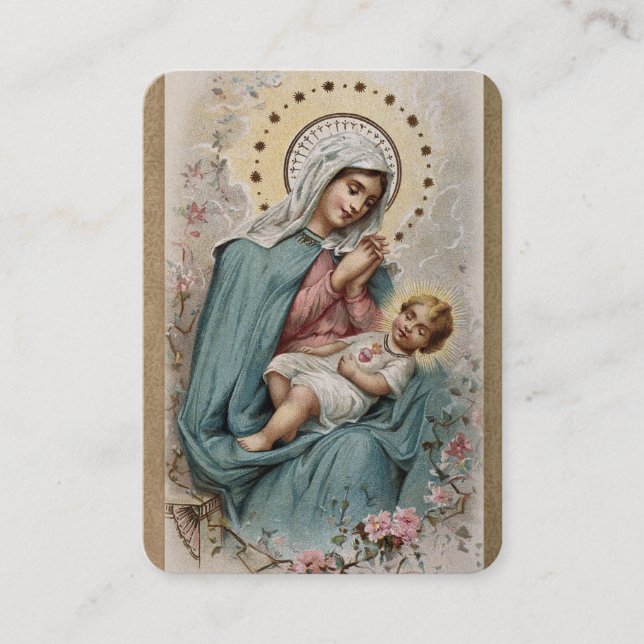Virgin Mary Jesus Catholic Consecration Prayer Place Card (Front)
