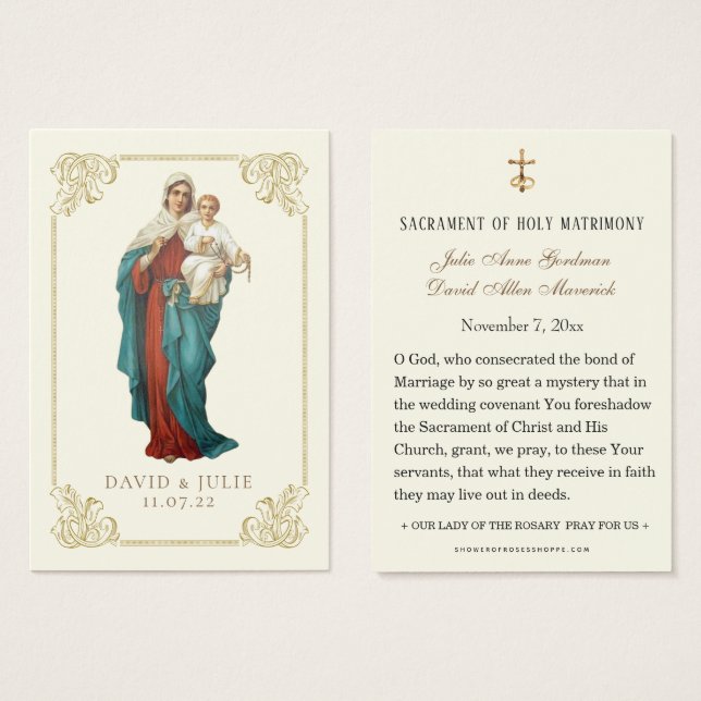 Virgin Mary Jesus Catholic Lourdes Wedding Prayer  (Front & Back)