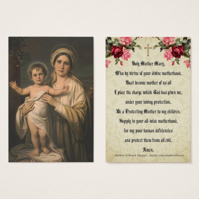 Virgin Mary Jesus Catholic Mother Child Prayer (Front & Back)
