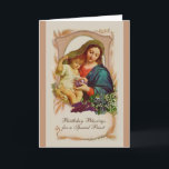 Virgin Mary Jesus  Catholic Priest Birthday Prayer Card<br><div class="desc">Let these beautiful Blessed Virgin Mary with the Baby Jesus holding grapes express your appreciation to your priest friends on their birthday! All text and fonts can be modified.</div>