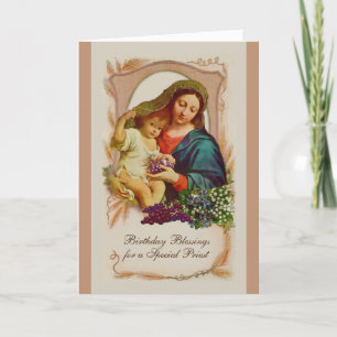 Virgin Mary Jesus Catholic Priest Birthday Prayer Card