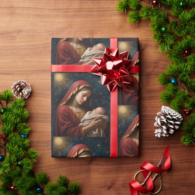 Virgin Mary & Jesus Christmas Nativity Wrapping Paper (Holiday Gift)