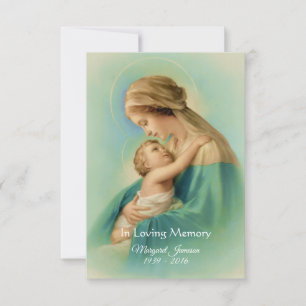 Virgin Mary Jesus Funeral Memorial Prayer Holy --- Invitation