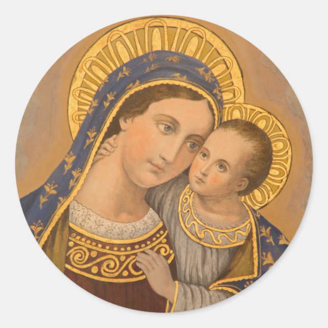 Virgin Mary Jesus Good Counsel Catholic Religious Classic Round Sticker (Front)