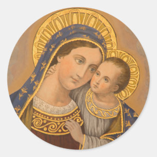 Virgin Mary Jesus Good Counsel Catholic Religious Classic Round Sticker