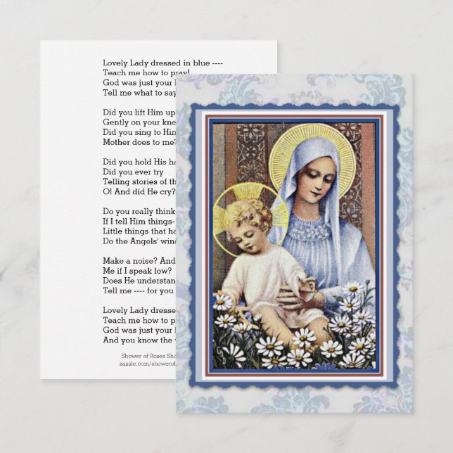 Virgin Mary Jesus Lovely Lady Dressed in Blue Poem Invitation (Front/Back)
