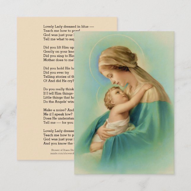 Virgin Mary Jesus Lovely Lady Dressed in Blue Poem Invitation (Front/Back)