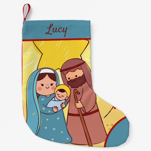 Virgin Mary Jesus Nativity Christmas Small Christmas Stocking (Front)