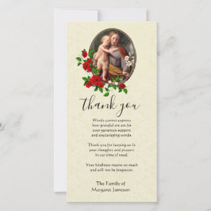 Virgin Mary Jesus  Religious Condolence Thank You Card