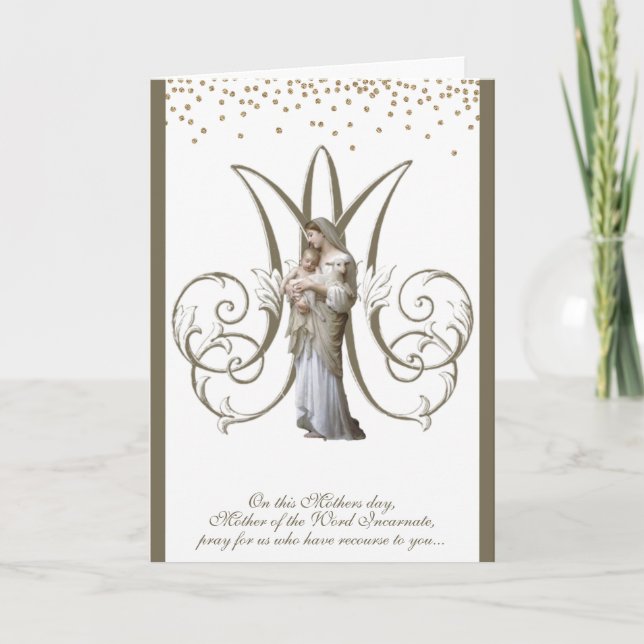 Virgin Mary Jesus Religious Mothers Day Card (Front)