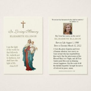 Virgin Mary & Jesus Scripture Funeral Prayer Card