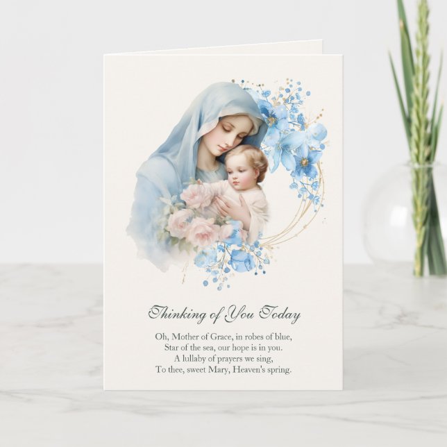 Virgin Mary Jesus Thinking of You Prayer Card (Front)