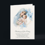 Virgin Mary Jesus Thinking of You Prayer Card<br><div class="desc">Share the blessings and convey your warm sentiments to your loved ones with this meaningful and inspirational card with a beautiful vintage like image of the Blessed Mother and Baby Jesus with pastel blue flowers. Inside is a lovely blue Marian Cross. Perfect for any occasion, it serves as a reminder...</div>