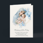 Virgin Mary Jesus Thinking of You Prayer Card<br><div class="desc">Share the blessings and convey your warm sentiments to your loved ones with this meaningful and inspirational card with a beautiful vintage like image of the Blessed Mother and Baby Jesus with pastel blue flowers. Inside is a lovely blue Marian Cross. Perfect for any occasion, it serves as a reminder...</div>