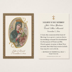 Virgin Mary Jesus Wedding Scripture Prayer Card 