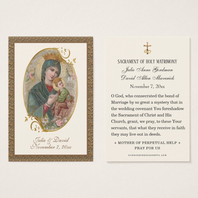 Virgin Mary Jesus Wedding Scripture Prayer Card  (Front & Back)