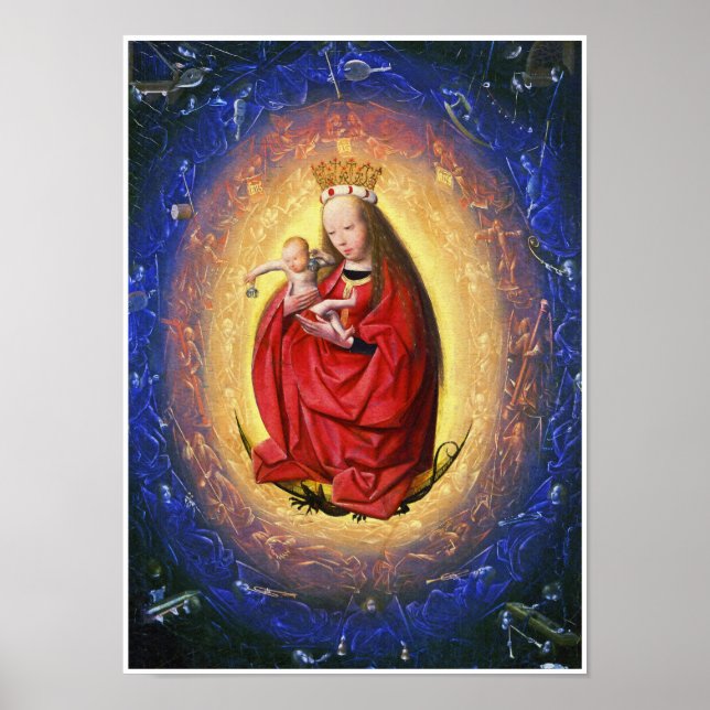 Virgin Mary & Jesus with Angels Playing Music Poster (Front)