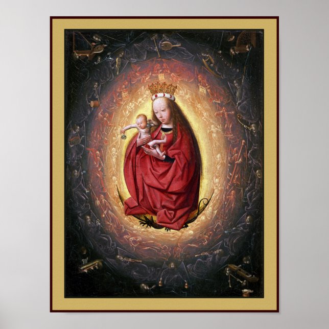 Virgin Mary & Jesus with Angels Playing Music Poster (Front)