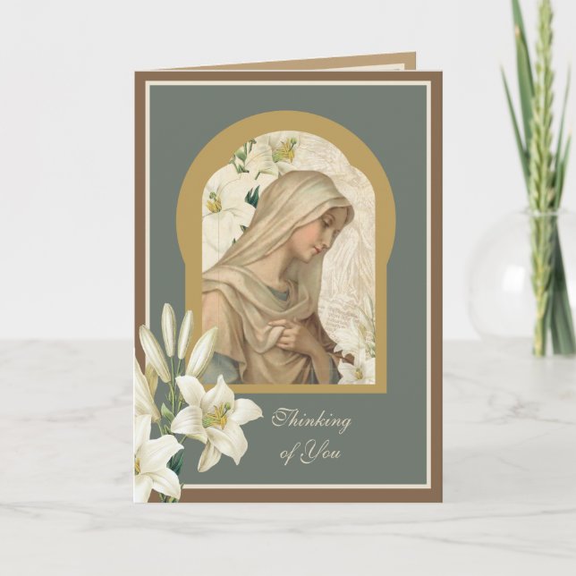 Virgin Mary Lilies Religious Poem Prayer Card (Front)
