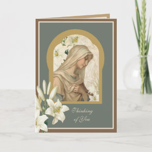 Virgin Mary Lilies Religious Poem Prayer Card