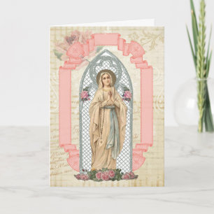 Virgin Mary Lourdes Catholic Birthday Prayer Card
