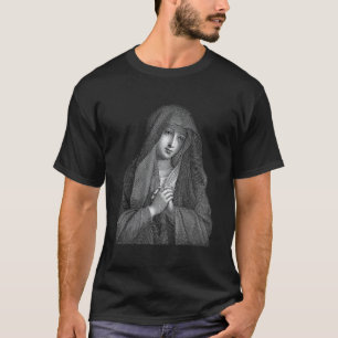 Virgin Mary Madonna Portrait Line Art Catholic Tee