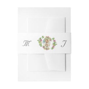 Virgin Mary Monogrammed Invitation Belly Band