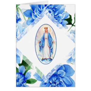 VIRGIN MARY   MOTHERS DAY   BLUE DAHLIAS