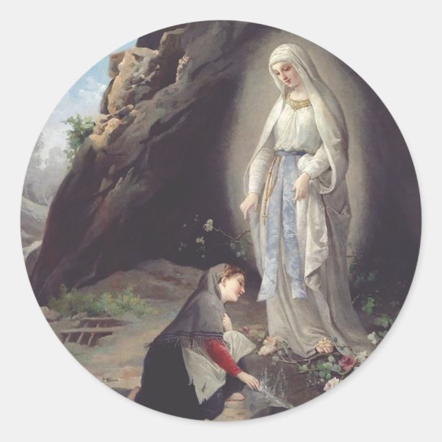 Virgin Mary of Lourdes Classic Round Sticker (Front)