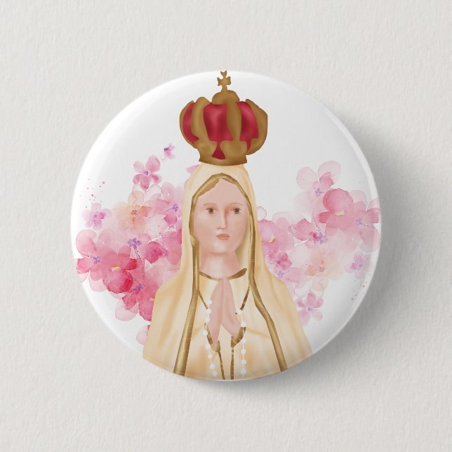 Virgin Mary - Our Lady of Fatima - Christian 6 Cm Round Badge (Front)