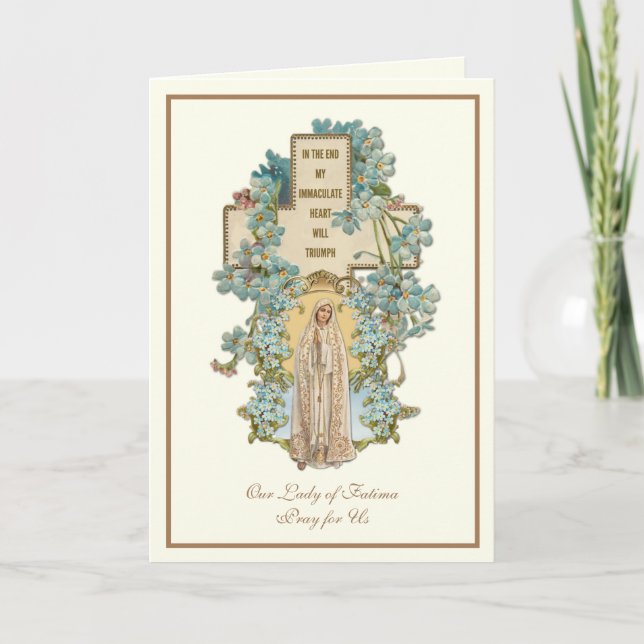 Virgin Mary Our Lady of Fatima Religious Floral Card (Front)