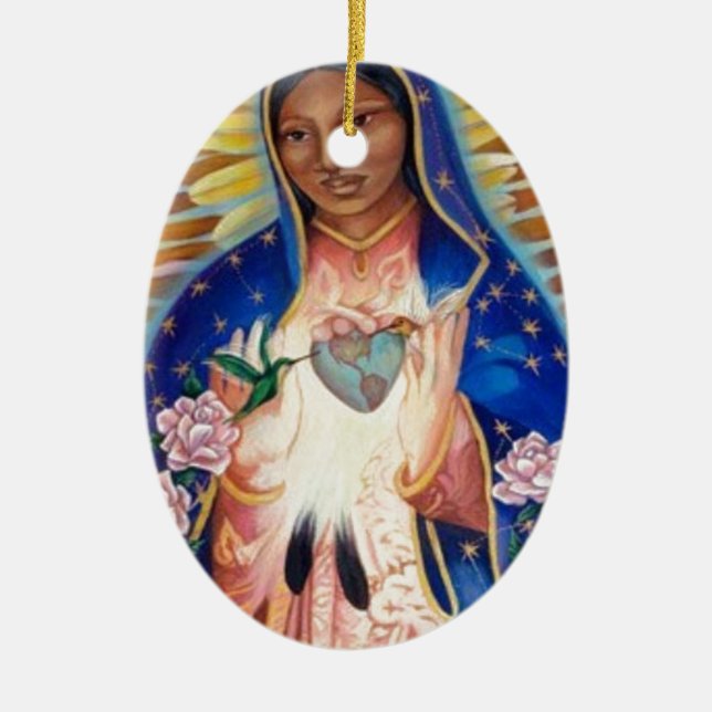 Virgin Mary - Our Lady Of Guadalupe Ceramic Tree Decoration (Front)