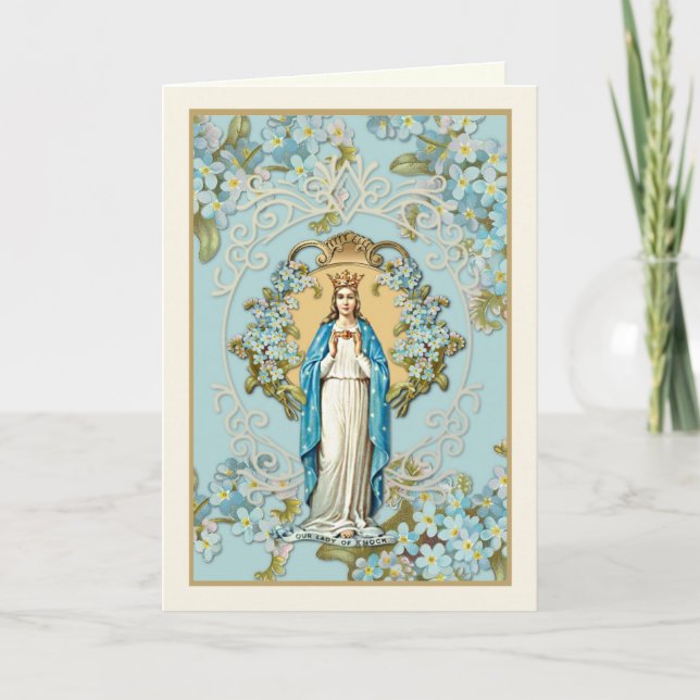 Virgin Mary Our Lady of Knock Religious Floral Car Card (Front)