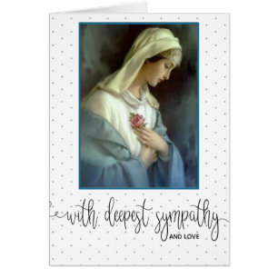 Virgin Mary Pink Roses Sympathy Condolence