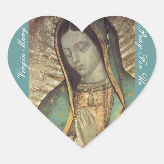 VIRGIN MARY PRAY FOR US HEART STICKER (Front)