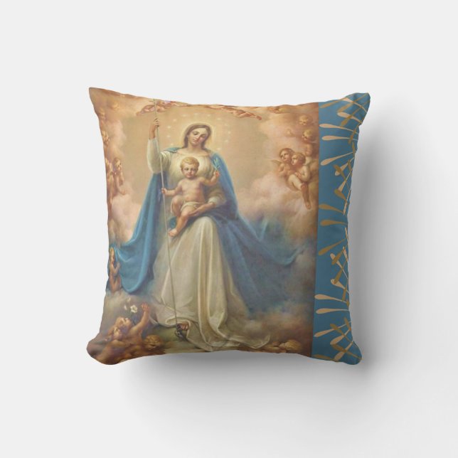 Virgin Mary Queen of the Angels Cushion (Front)