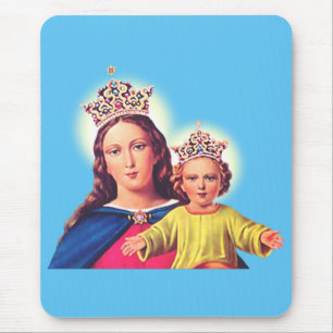 Virgin Mary queen with Jesus Mouse Mat