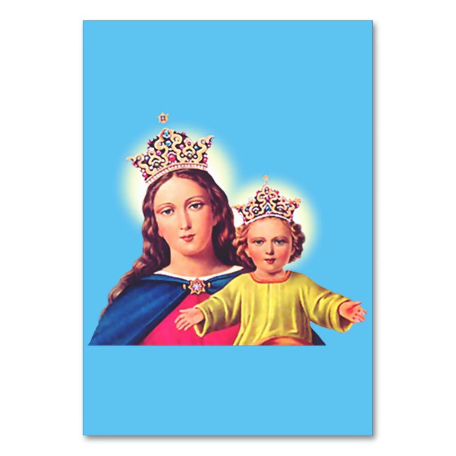 Virgin Mary queen with Jesus Table Number (Front)